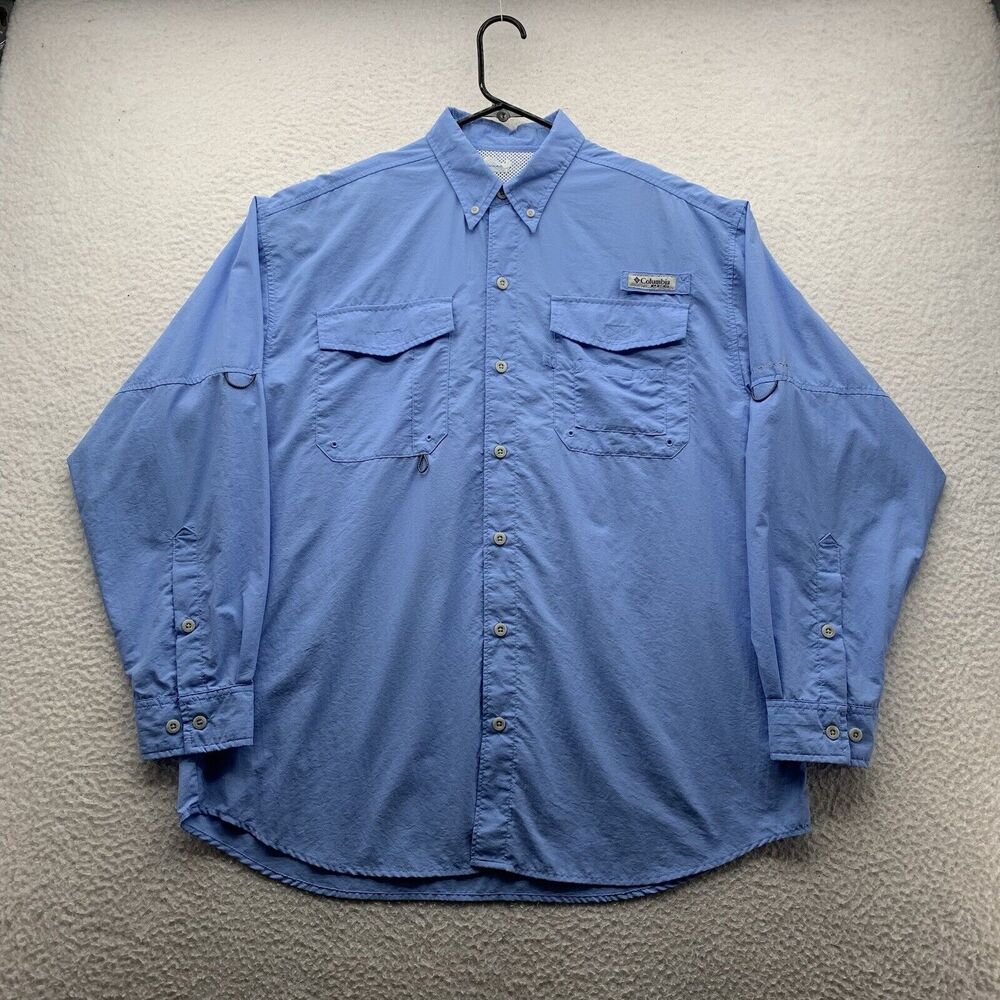 Columbia PFG Distant Water Button Up Shirt Mens XXL Blue Vented Fishing Outdoors - Picture 1 of 11